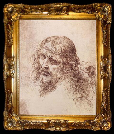 framed  LEONARDO da Vinci Head and shoulders Christs, ta009-2
